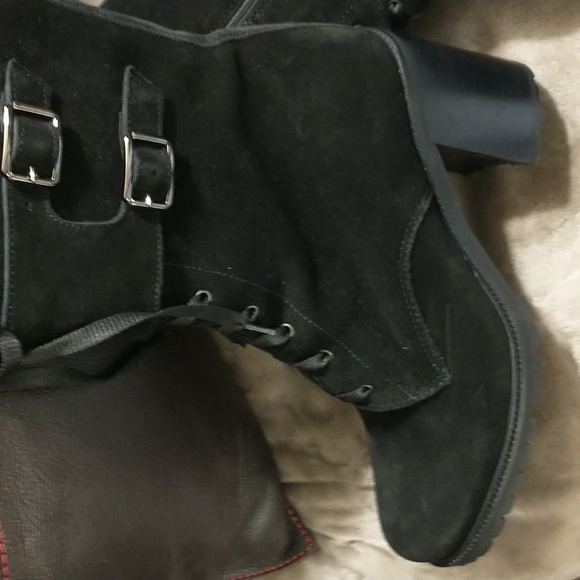 La Canadienne Black Suede Combat Boots - Picture 7 of 10